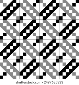 Jacob’s Ladder pattern. Monochromatic square tiles. EPS Vector illustration. 