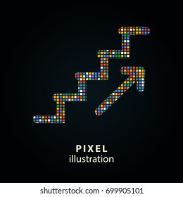 Ladder - pixel icon. Vector Illustration. Design logo element. Isolated on black background. It is easy to change to any color.
