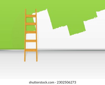 Ladder in room. Vector illustration.