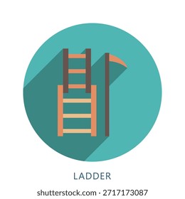 Leiter abgerundete flache Farbe Symbol Mini-Illustration, verwenden für moderne Konzept, Druck, UI, UX-Kit, Web-und App-Entwicklung. Vektor verwandt mit Feuerwehrmann, Rettung und mehr