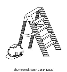 ladder and safety helmet