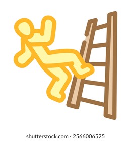 ladder safety injury prevention color icon vector. ladder safety injury prevention sign. isolated symbol illustration