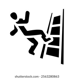 ladder safety injury prevention glyph icon vector. ladder safety injury prevention sign. isolated symbol illustration