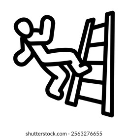 ladder safety injury prevention line icon vector. ladder safety injury prevention sign. isolated contour symbol black illustration