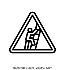 ladder safety injury prevention line icon vector. ladder safety injury prevention sign. isolated contour symbol black illustration