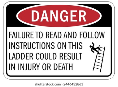 Ladder safety sign and labels