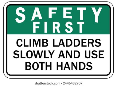Ladder safety sign and labels
