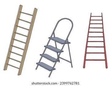 Ladder set graphic color sketch isolated illustration vector