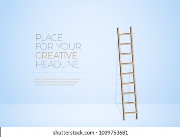 Ladder with shadow leaning against wall - place for your text. Vector illustration.