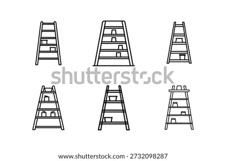 ladder shelf line art vector illustration isolated