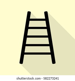 Ladder sign illustration. Black icon with flat style shadow path on cream background.
