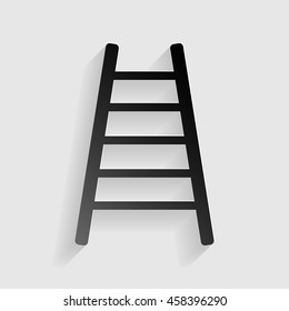 Ladder sign illustration. Black paper with shadow on gray background.