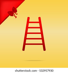 Ladder sign illustration. Cristmas design red icon on gold background.