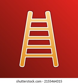 Ladder sign illustration. Golden gradient Icon with contours on redish Background. Illustration.