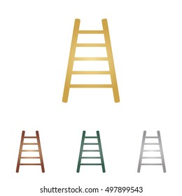 Ladder sign illustration. Metal icons on white backgound.