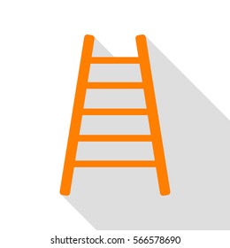 Ladder sign illustration. Orange icon with flat style shadow path.