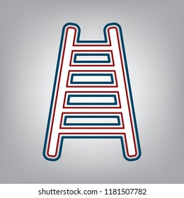 Ladder sign illustration. Vector. Dark red, transparent and midnight green stroke of white icon at grayish background.