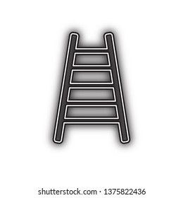 Ladder sign illustration. Vector. Double contour black icon with soft shadow at white background. Isolated.
