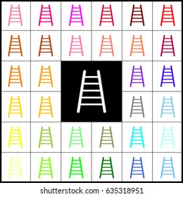 Ladder sign illustration. Vector. Felt-pen 33 colorful icons at white and black backgrounds. Colorfull.