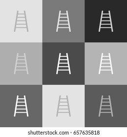 Ladder sign illustration. Vector. Grayscale version of Popart-style icon.