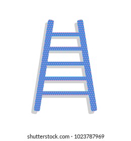 Ladder sign illustration. Vector. Neon blue icon with cyclamen polka dots pattern with light gray shadow on white background. Isolated.