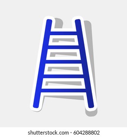 Ladder sign illustration. Vector. New year bluish icon with outside stroke and gray shadow on light gray background.