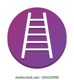 Ladder sign illustration. Vector. White icon with flat shadow on purpureus circle at white background. Isolated.