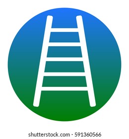Ladder sign illustration. Vector. White icon in bluish circle on white background. Isolated.