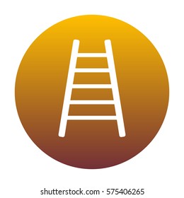 Ladder sign illustration. White icon in circle with golden gradient as background. Isolated.