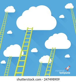 Ladder to the sky. Vector minimalist design competition concept.
