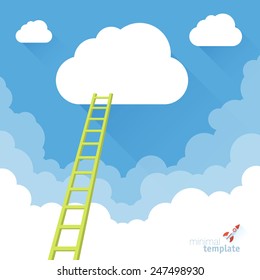 Ladder to the sky. Vector minimalist design competition concept.
