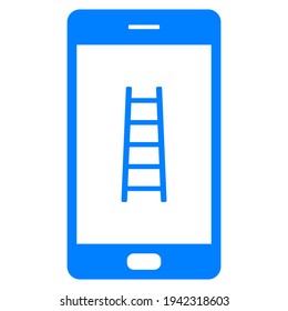 Ladder and smartphone on white