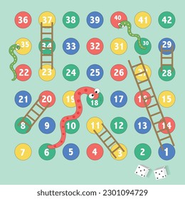 Ladder snakes game,Funny frame for children,Vector illustrations.