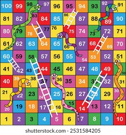 Ladder snakes game,Funny frame for children.Vector illustrations.