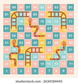 Ladder snakes game,Funny frame for children.Vector illustrations.
