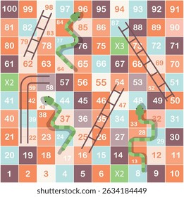 Ladder snakes game,Funny frame for children.Vector illustrations.