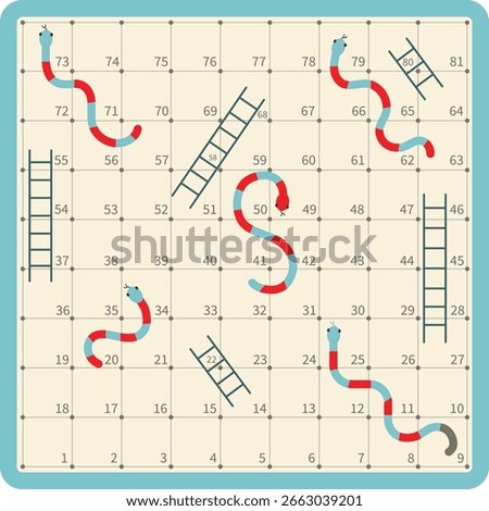 Ladder snakes game,Funny frame for children.Vector illustrations.