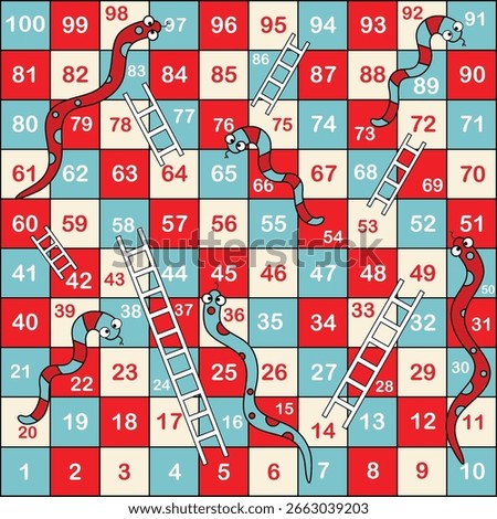 Ladder snakes game,Funny frame for children.Vector illustrations.