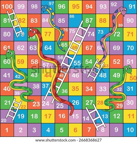 Ladder snakes game,Funny frame for children.Vector illustrations.