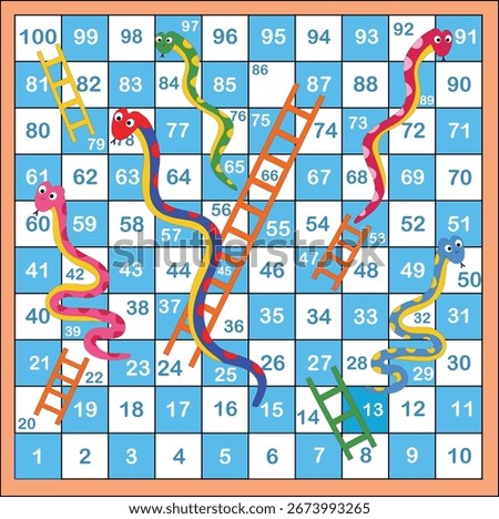 Ladder snakes game,Funny frame for children.Vector illustrations.