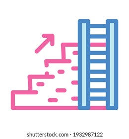 ladder and stair color icon vector. ladder and stair sign. isolated symbol illustration