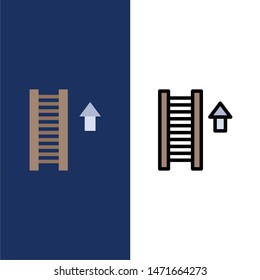 Ladder, Stair, Staircase, Arrow  Icons. Flat and Line Filled Icon Set Vector Blue Background