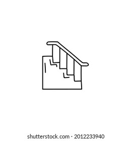 Ladder stair, staircase icon in flat black line style, isolated on white background 