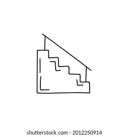 Ladder stair, staircase icon in flat black line style, isolated on white background 