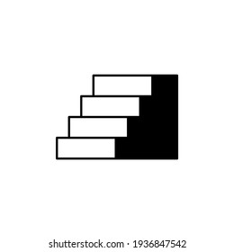 Ladder stair, staircase icon in solid black flat shape glyph icon, isolated on white background 