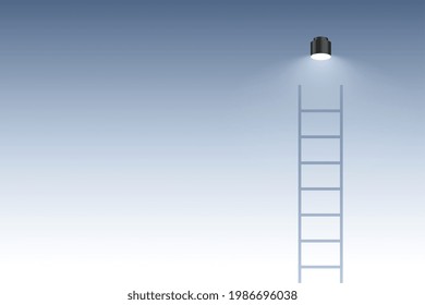 ladder stairway with light bulb concept background
