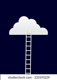 Ladder standing against cloud in the sky 
