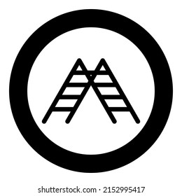 Icono de escaleras de la escalera de la escalera de la escalera de la escalera de la escalera de color negro redondeado en círculo ilustración de un contorno sólido