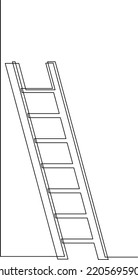 Ladder, step-ladder, structure for climbing up. Continuous line drawing. Vector illustration.