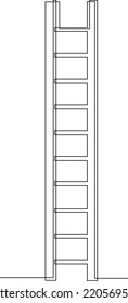 Ladder, step-ladder, structure for climbing up. Continuous line drawing. Vector illustration.